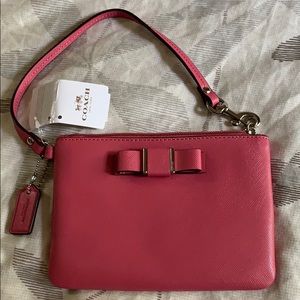 Coach Silver Bow Trim Small Wristlet NWT